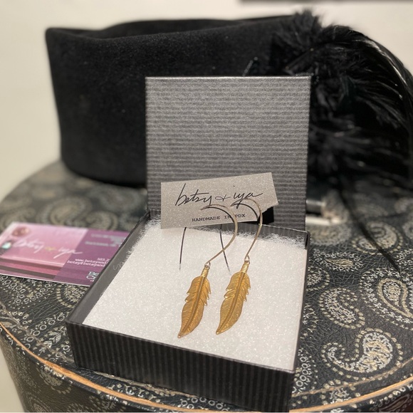 Sterling Silver and gold feather earrings handmade in Portland OR - Picture 2 of 4